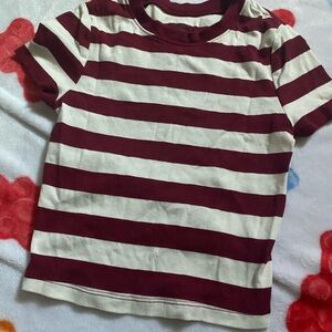 Maroon and White Striped Tee